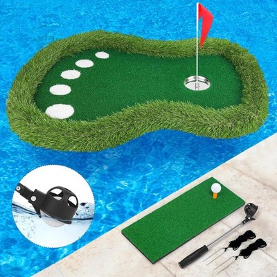Floating Golf Putting Mat for Pool Chipping Green Mat with Ball Retriever