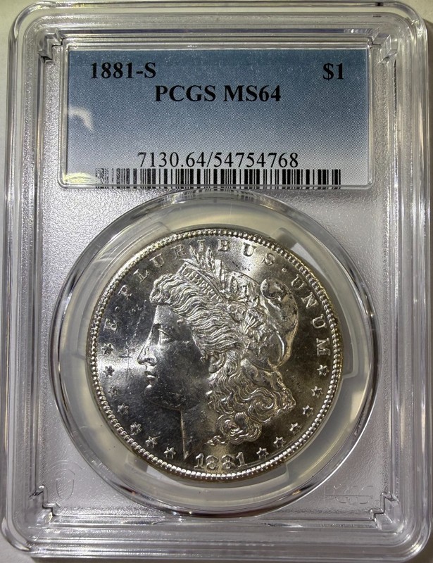 1881-S $1 Morgan Silver Dollar PCGS MS64 (768)