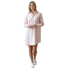 Polo Ralph Lauren Soft Pink Button-Down Shirt Dress M Long Sleeve Tunic Preppy