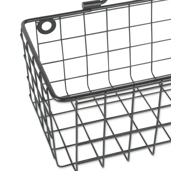 DII 6.7" Modern Style Iron Wire Medium Wall Baskets in Black Set of 2,  Black - Image 3 of 4