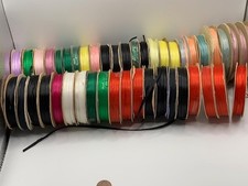 Lot Of 45 Spools Craft Ribbon 1/8" satin assorted most full spools See photos