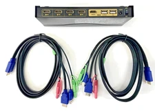 Cklau Kvm Switch Hdmi 4 Port Wit Audio And Only  2 Kit Cables. NEW/Open box