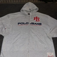 Rare Vintage Ralph Lauren Polo Jeans Co XLT Embroidered Spellout Hoodie Full Zip