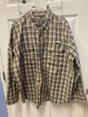Timberland Turbo Dry Vented Long Sleeve Green Plaid Fishing Shirt Men's 2XL XXL