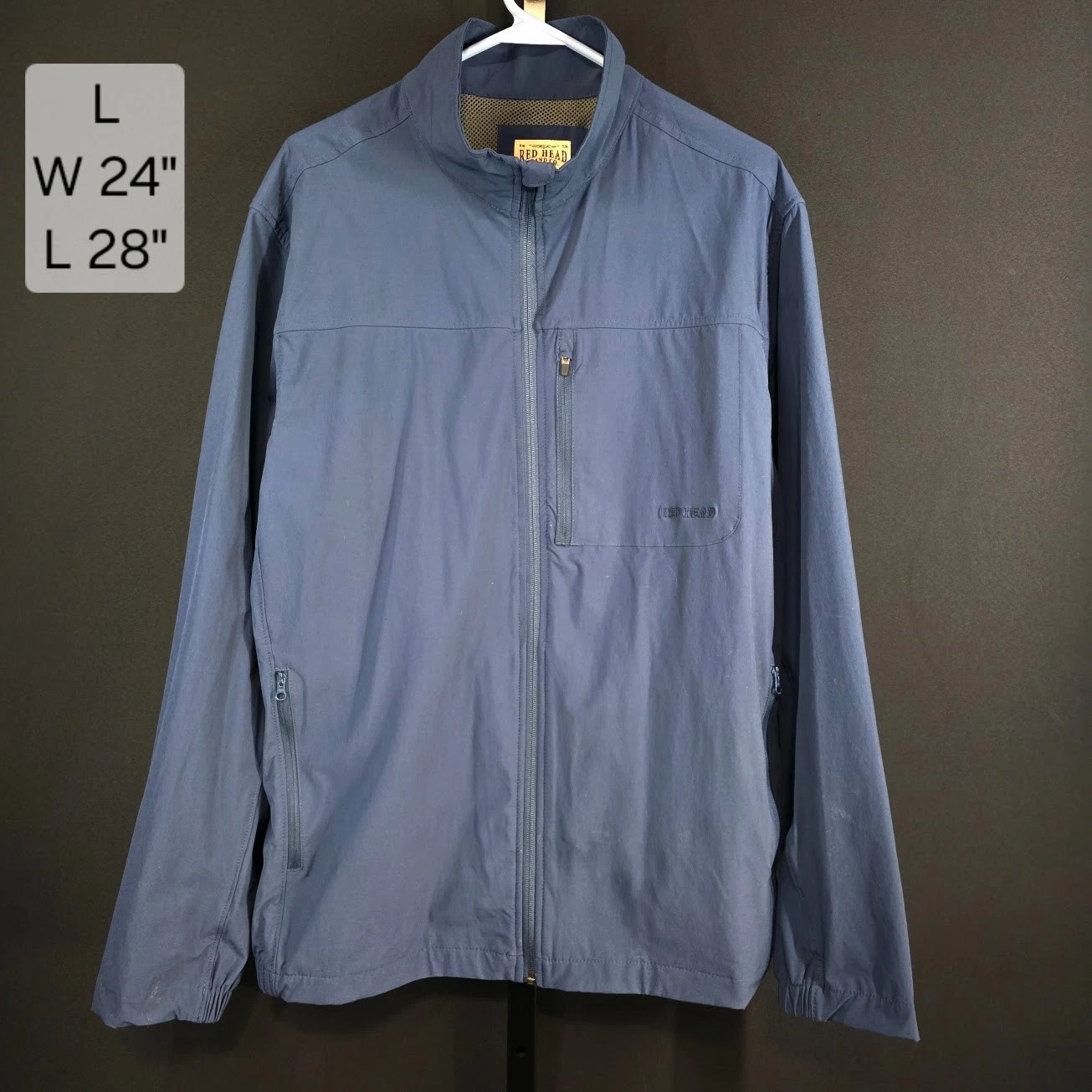 RedHead Jacket Mens L Blue Lightweight Outdoor Hiking Fishing Full Zip Windbreak