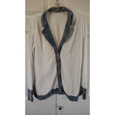 Ribbed Button-Front Cardigan Jacket Medium