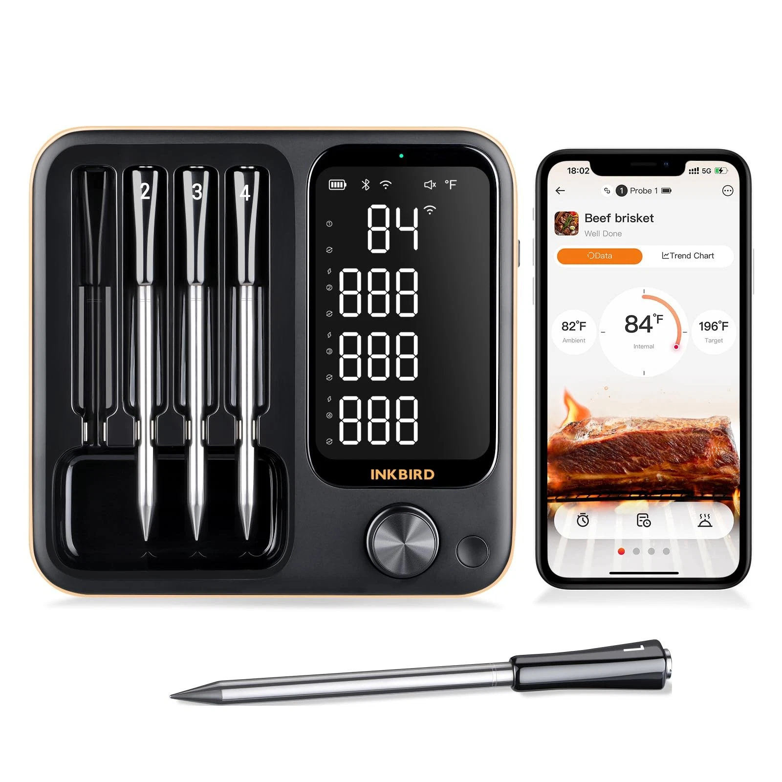 WiFi Wireless Meat Thermometer with 360°Readable LCD Standalone Base，4 Probes...
Opens in a new wind