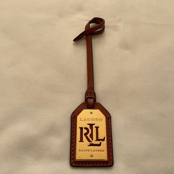 Ralph Lauren Gold Tone Leather Bag Charm