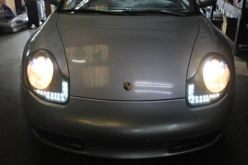 1998 PORSCHE BOXSTER 986 CONV #395 RIGHT LEFT PROJECTOR HEADLIGHTS DRL LED HALO - Image 2 of 4