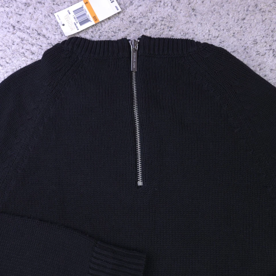 Michael Kors 毛衣女式小号人字形几何条纹黑色白色全新带标签 — 第 4/4 张图片