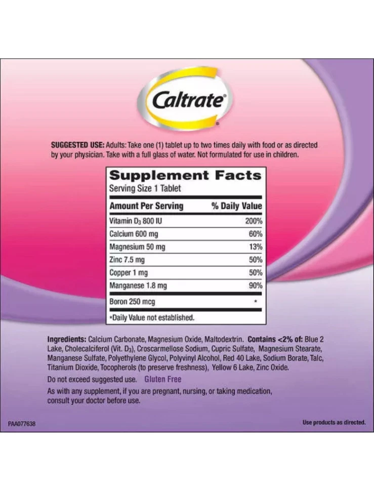 Minerales Caltrate D Plus con Magnesio y Zinc, 320 Comprimidos Foto 4 de 4