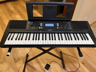 Yamaha PSR-E373 61-Key Portable Keyboard Electronic Piano Black With Stand