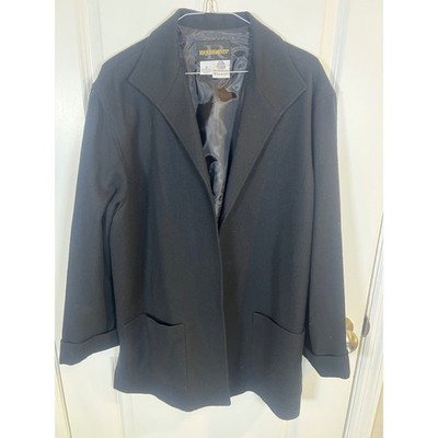 Requirements Womens Coat 100% Pure New Wool Black Size 16