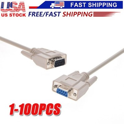 DB9 RS232 Male to Female Serial Port Extension Cable Cord3ft/5ft/10ft/16.4ft Lot