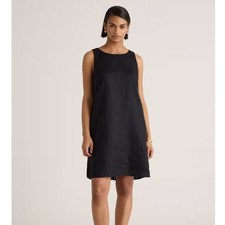 Quince Women’s 100% European Linen Tank Mini Dress Black Size Small NWT