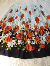Talbots Size 8 Pleated Skirt Floral Borders Fully Lined Side Zipper