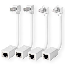 4PCS Cat6 Ethernet Extension Cable 90 Degree RJ45 Male To Female LAN Adapter 3FT