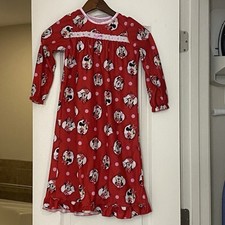 Disney Minnie Mouse Girls Flannel Nightgown Size 6 Red With Pink Polka Dots