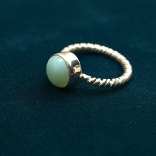 925 Sterling Silver Aqua Chalcedony Gemstone Ring Handmade Silver Twist Ring