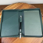 Seville Gear Green Leather Zippered Padfolio Binder with Notepad Organizer Pen