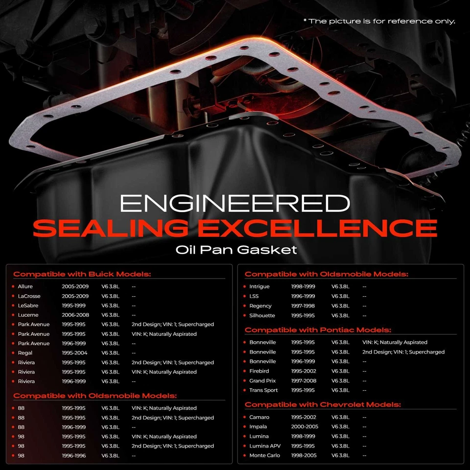 Juego de juntas de cárter de aceite de motor para Chevy Impala Camaro Buick LaCrosse Regal Pontiac Foto 2 de 4