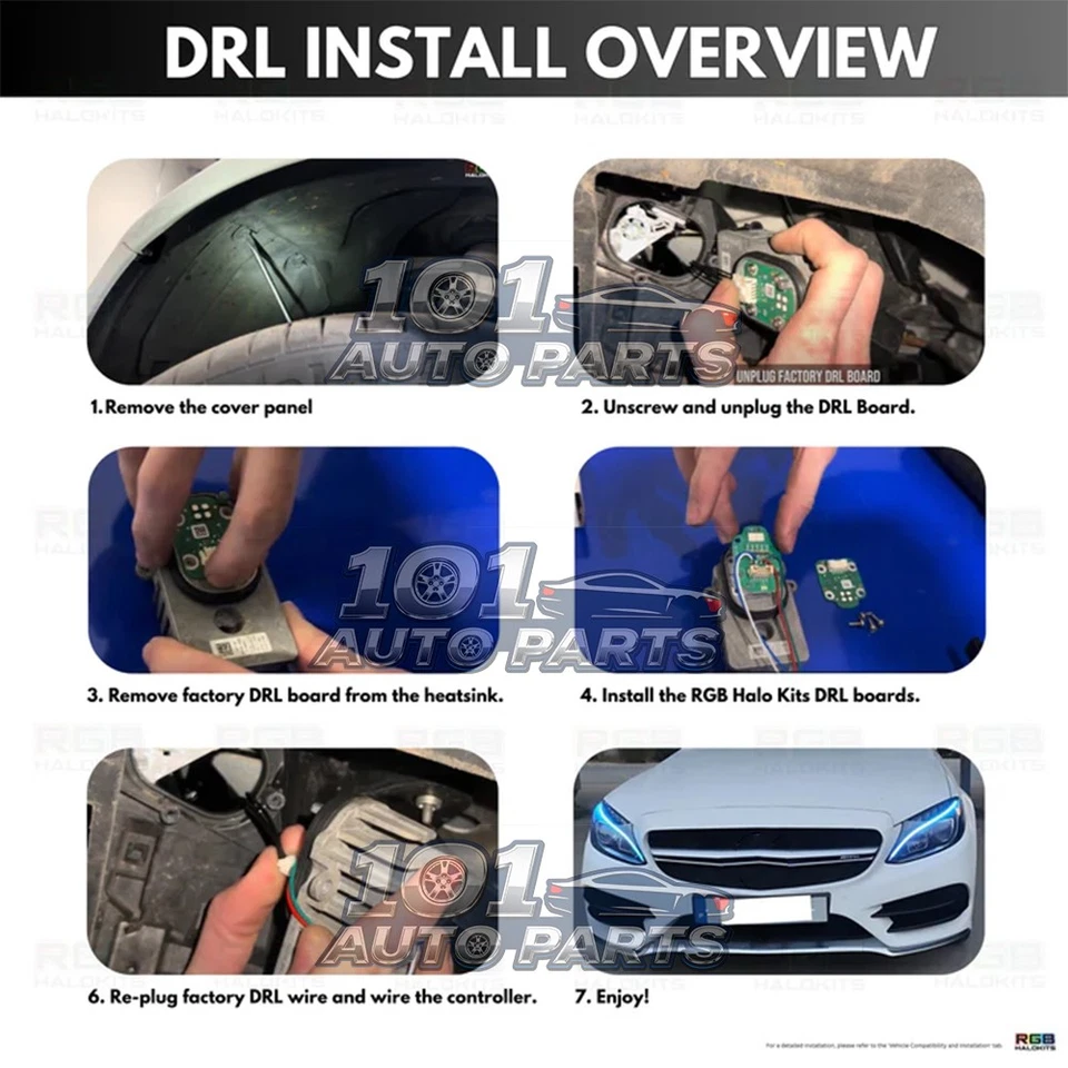 Placas LED RGB Angel Eye DRL para Mercedes-Benz S500 S560 S63 S65 AMG 2015-2020 Foto 3 de 4