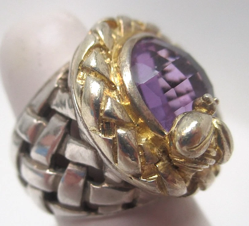 Anillo de abeja amatista de oro esterlina y amarillo de 18k SAINT by Sarah Jane RARO reventa Foto 4 de 4