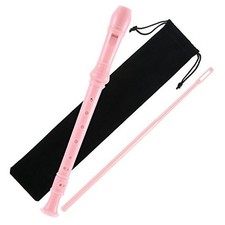 Soprano Recorder Descant German for Kids C Key 8 Hole With Cleaning Rod Pink
