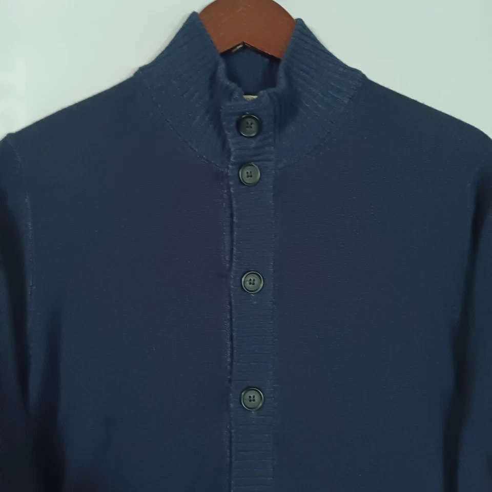 Gran Sasso Sz EU 52 US L Dark Blue Long Sleeve Cardigan 100% Wool Made In Italy - Image 2 of 4