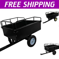 500 lbs Heavy Duty ATV Trailer Steel Dump Cart 15 Cu.Ft Garden Utility Trailer