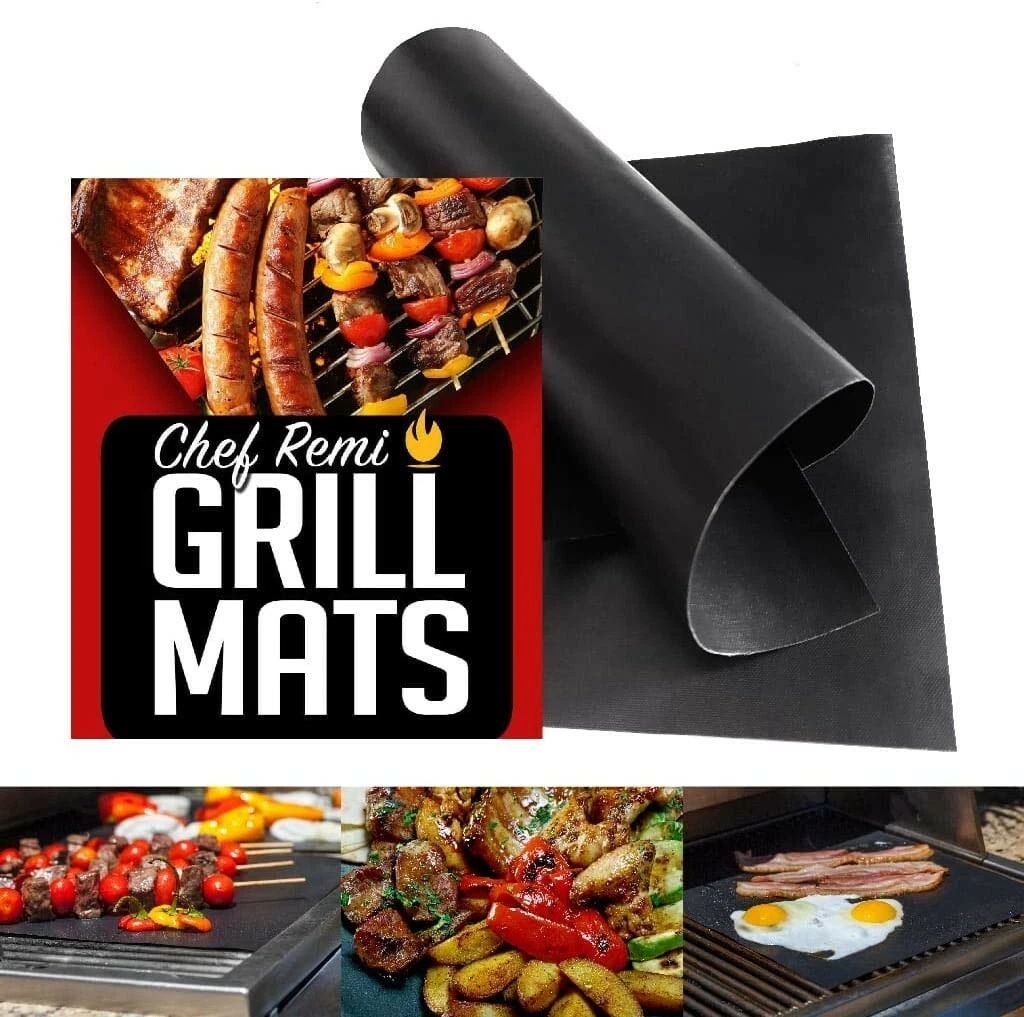 3 Tappetini Antiaderenti Per Barbecue E Griglia – Foglio In PTFE 40x33 Cm, Resistente Al Calore E Riutilizzabile