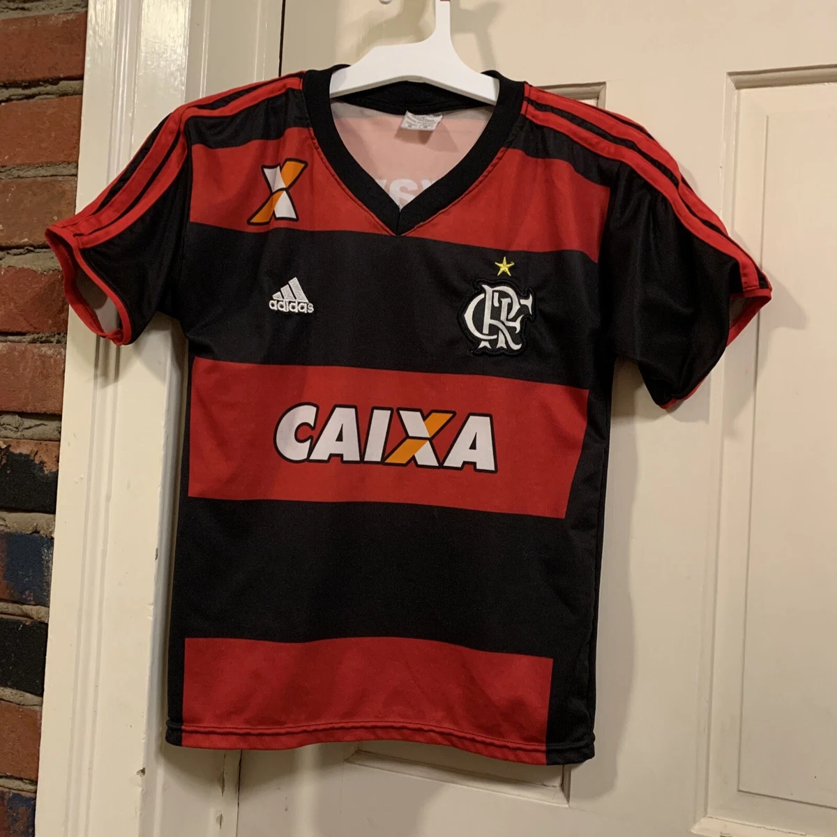 Adidas Caixa Guaravita #10 Brasilien Fußball Trikot schwarz und rot Größe 8  JUGE