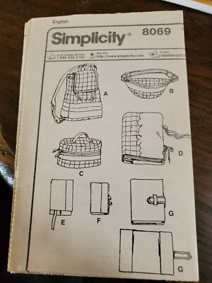 Simplicity 8069 Sewing Pattern: Bags And Covers Backpack Factory