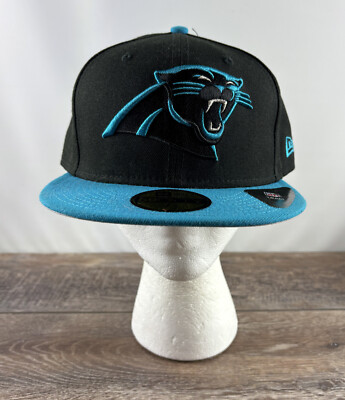 Carolina Panthers Baseball Hat New Era 5950 Black Blue Size 3/4