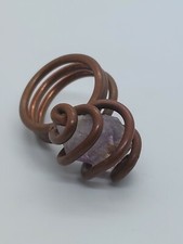 Copper Wire Amethyst Crystal Handcrafted Ring Size 6