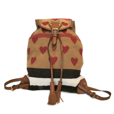 Burberry backpack heart  in good condition Burberry Overdyed Canvas Mega Check Heart Print Medium  main image 2