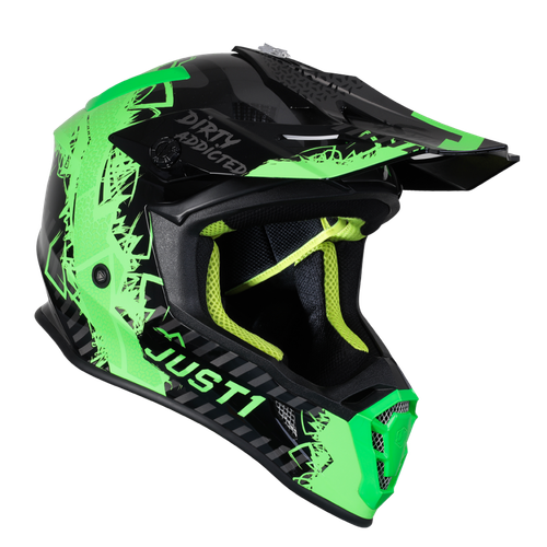 CASCO JUST 1 ONE J38 NERO VERDE FLUO MOTO CROSS MASK FLUO GREEN TITANIUM  BLACK | eBay