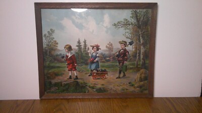 Antique Chromolithography caliber titled '' last honors to kitty ''      Z79