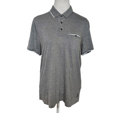 Ted Baker London Polo Shirt Mens Size 5 Soft Modal Cotton Gray Short Sleeve