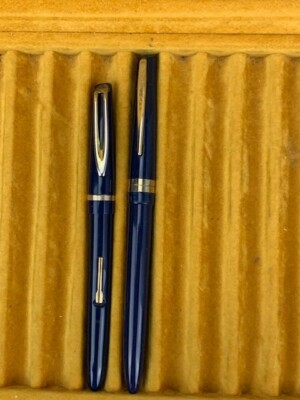2 Vintage Blue Waterman Pen #300 very Long 147 x 160mm14k Nib & 2nd Pen L2 y112