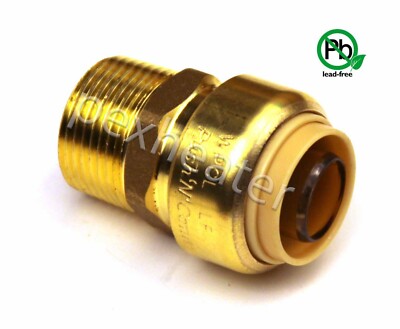 (1) 3/4'' Sharkbite Style Push Fit X 3/4 MNPT Male Threaded Lead Free Adapter