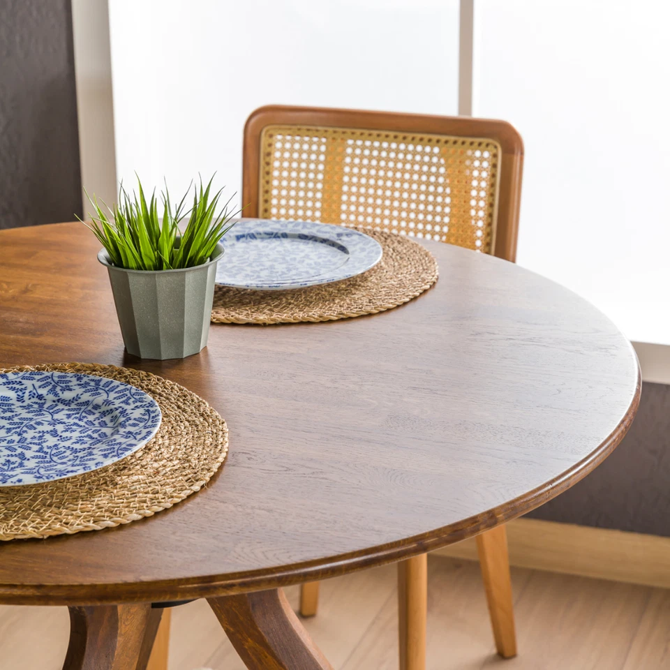 Mesa de Comedor Redonda con Pata de Mariposa, Madera de Roble, Pata de Pedestal Envío Rápido Gratis Foto 3 de 4