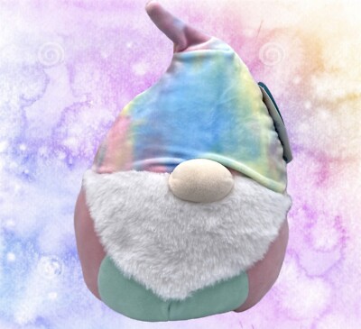 Squishmallows 8  RAYFORD Rainbow Tie Dye Spring Gnome Soft Plush Pillow Toy NWT