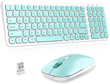 Wireless Keyboard Mouse Combo, cimetech Compact Full Size Wireless Aqua Green