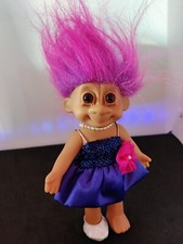Rare Vintage Russ Berrie Prom Party Tracey 7" Troll Doll in Pearls w Free Ship