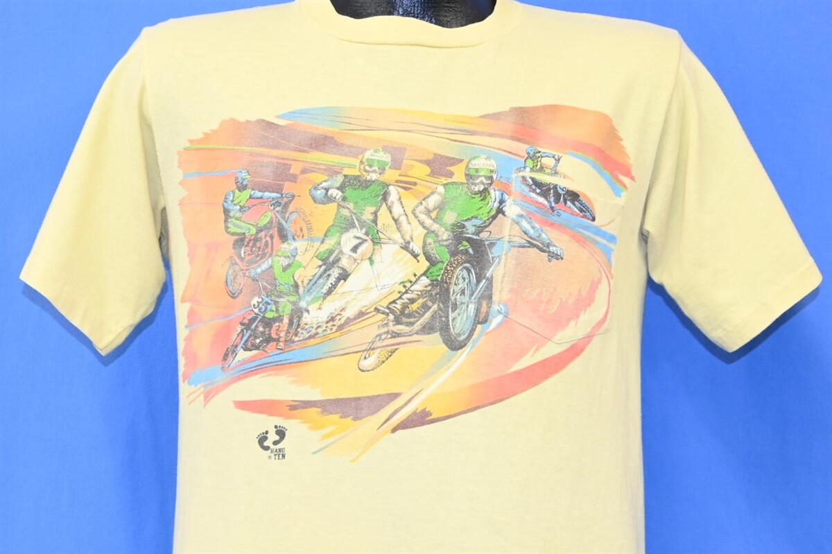 vintage 70s HANG TEN DIRT BIKE MOTOCROSS RACING 2 SIDED POCK