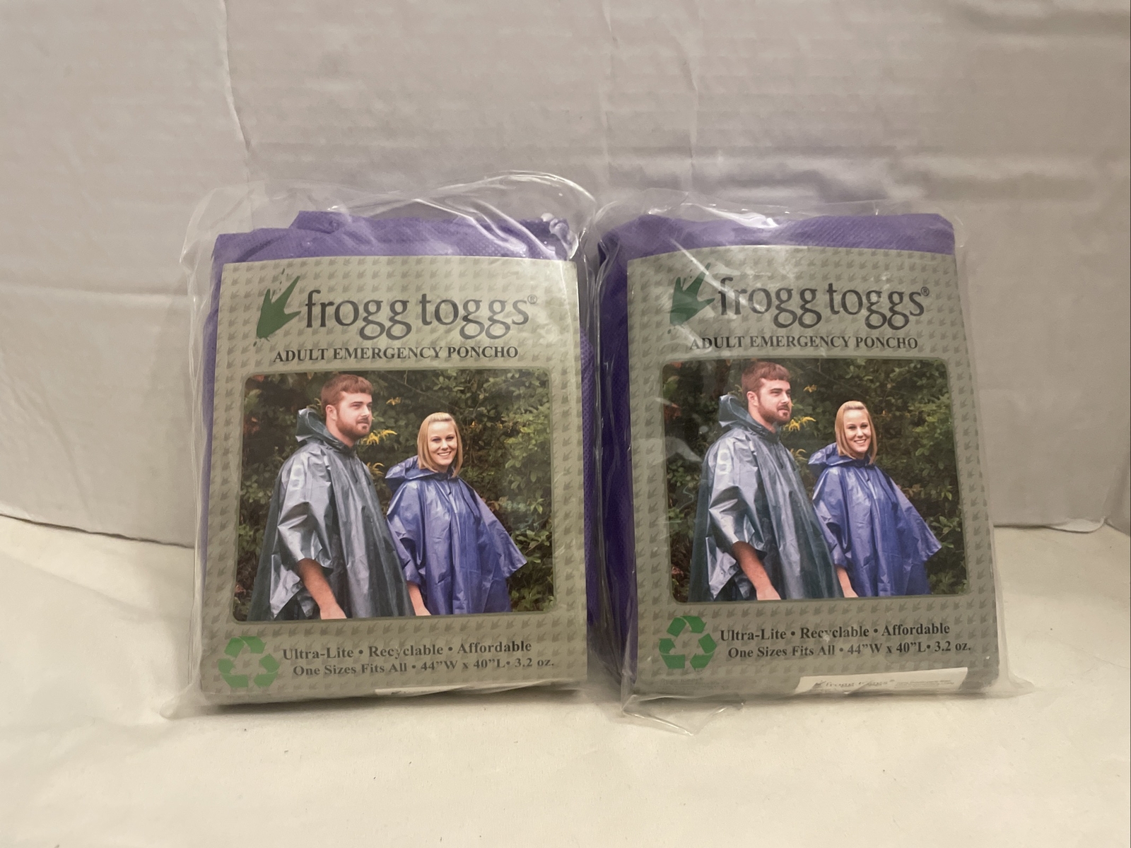 2 FROGG TOGGS Adult Emergency Rain PONCHO BLUE Purple Ultra Lite One Size NEW  