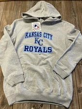 NWT Boys Kansas City Royals Premium Heather Gray Logo Hoodie Size Large 14/16