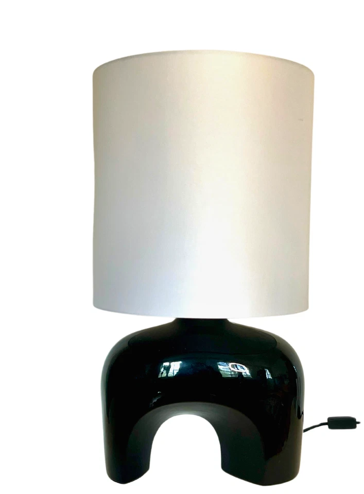 Cb2 Table Lamp Black Base White Shade 2022 Modernist  - Image 2 of 4