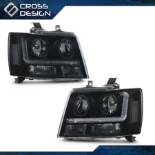 Fits 07-14 Chevy Tahoe Suburban LED Headlights Lamps Left & Right Smoke / Black